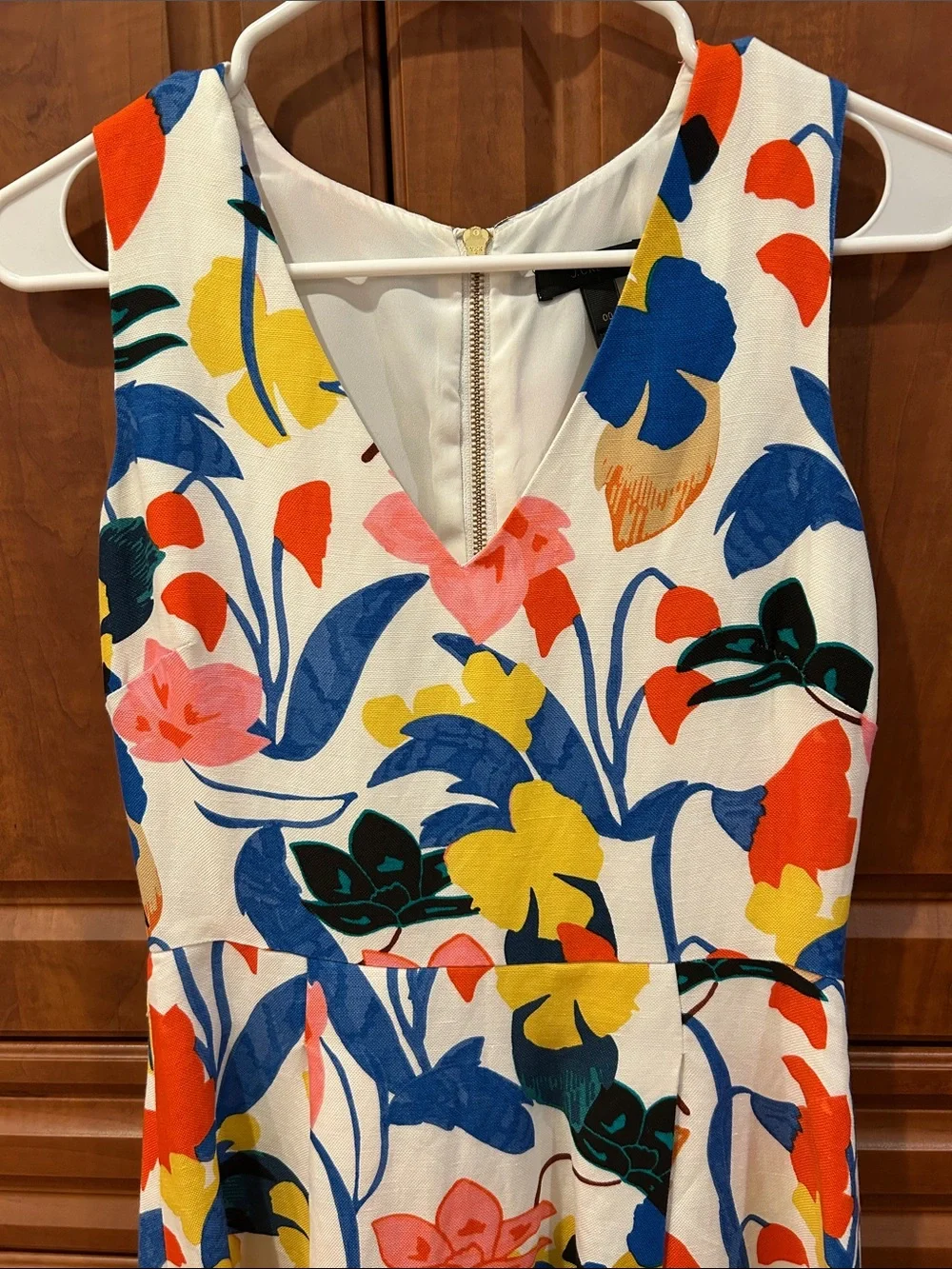 J. Crew Sleeveless V-Neck Floral Mini Dress in White, Blue, Yellow, Orange, Pink